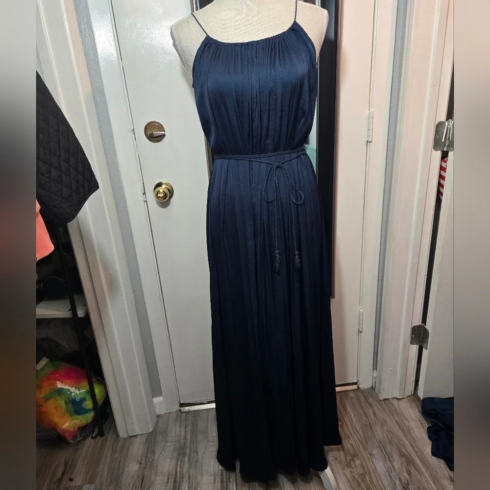 abercrombie chiffon dress Abercrombie & Fitch v-neck flowy crinkle chiffon maxi dress in teal blue